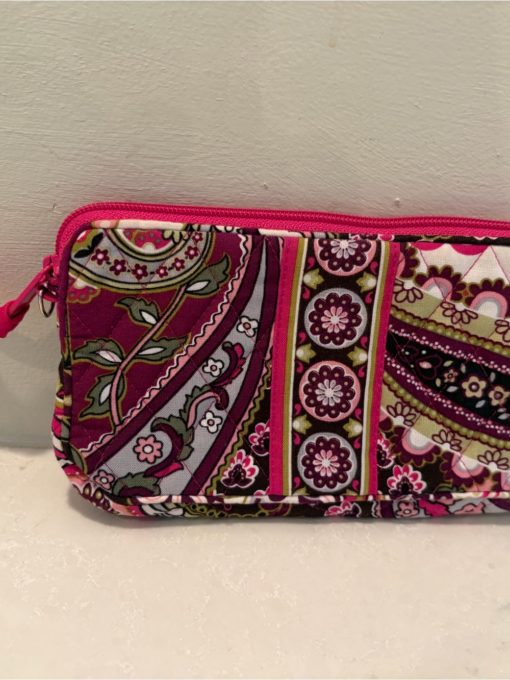 Vera Bradley Floral Patchwork Quilted Zip Pouch - Pink